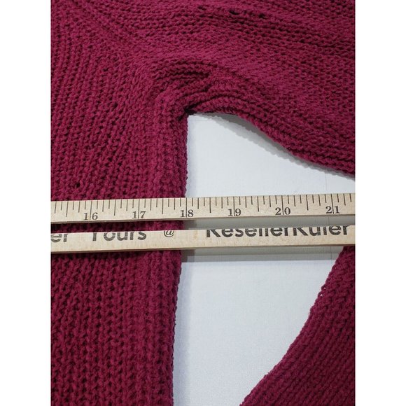 Members Mark Comfortable Open Front Chenille Cardigan Sweater Burgundy Size S - Picture 9 of 10